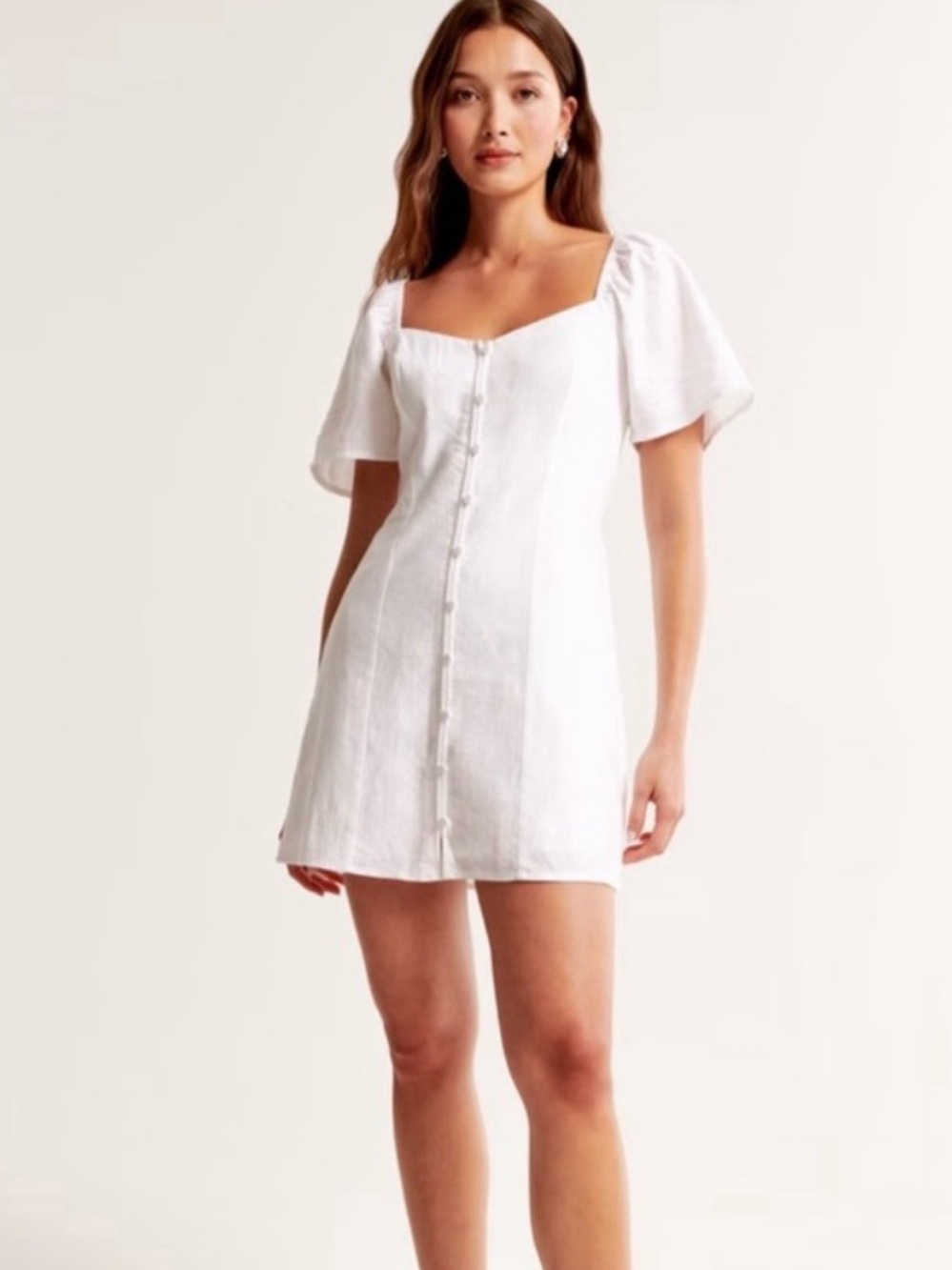 Abercrombie & fitch Cream Button-Front Linen Tunic with sleeves MT